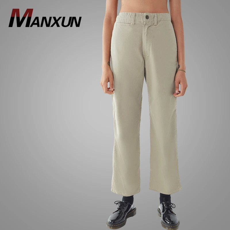 OEM Wholesale Custom Women Chino Pants Hot Sell Plain Long  Pant Summer Autumn Casual Women Pant