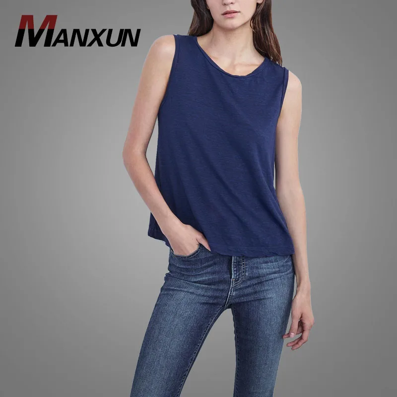 Summer Fashion Linen Knit Swing Tank Tops Tee Custom Logo Spaghetti Strap Crop Tanks for Girls