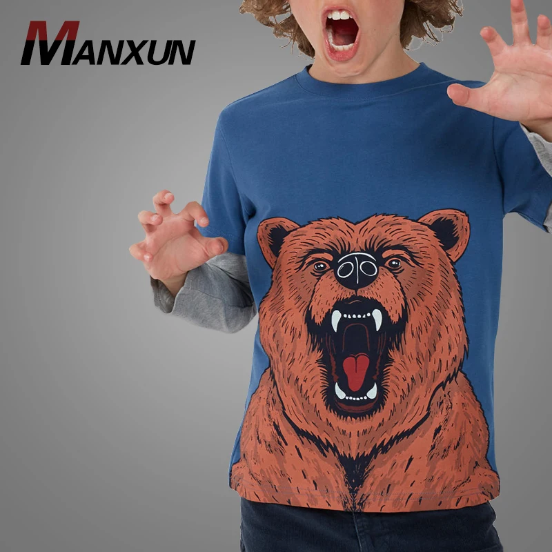 2018 Latest Fashion Bear Pattern Boy Sweatshirt Custom Pullover Long Sleeve Hoodies Hotsale Autumn Cotton Kids Clothes