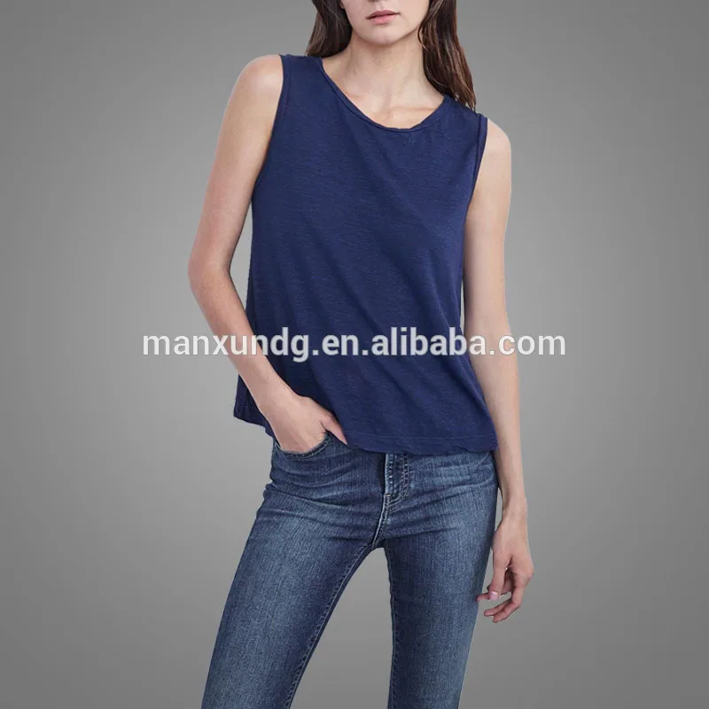 Summer Fashion Linen Knit Swing Tank Tops Tee Custom Logo Spaghetti Strap Crop Tanks for Girls