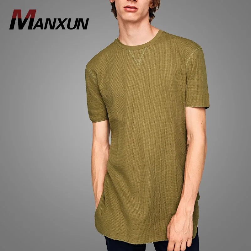 Waffle Knit Mens T shirts Organic Tshirt 100% Cotton Short Sleeves Tee Clothes