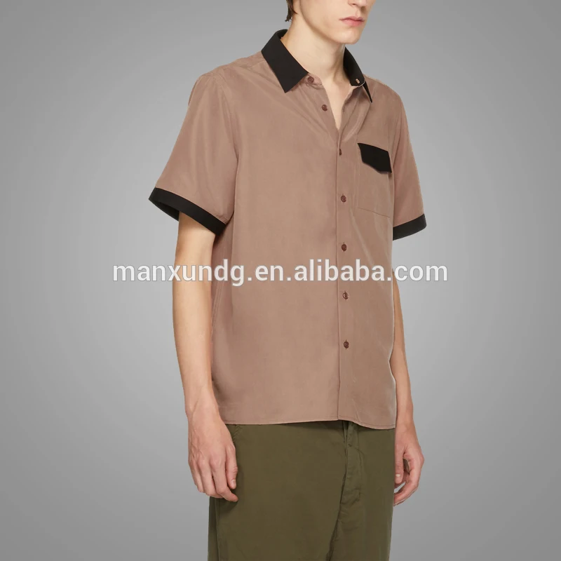 New Model Short Sleeve Mens Contrast Color Shirt Slim Fit Dress Shirt For Men 2018 3