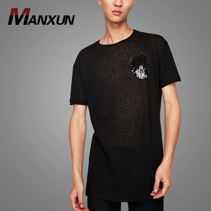 Knit Sweater Short Sleeves Reversible Sequin Tshirts Custom Mens T shirts Wholesaler Factory