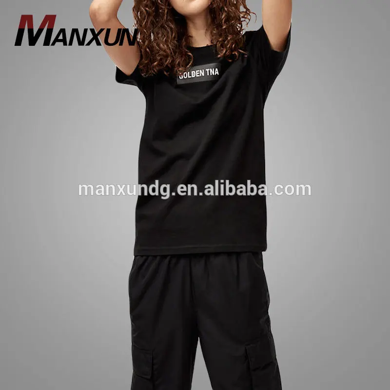 100% Cotton Short Sleeves Black Screen Printing T Shirt Custom Unisex T-shirts