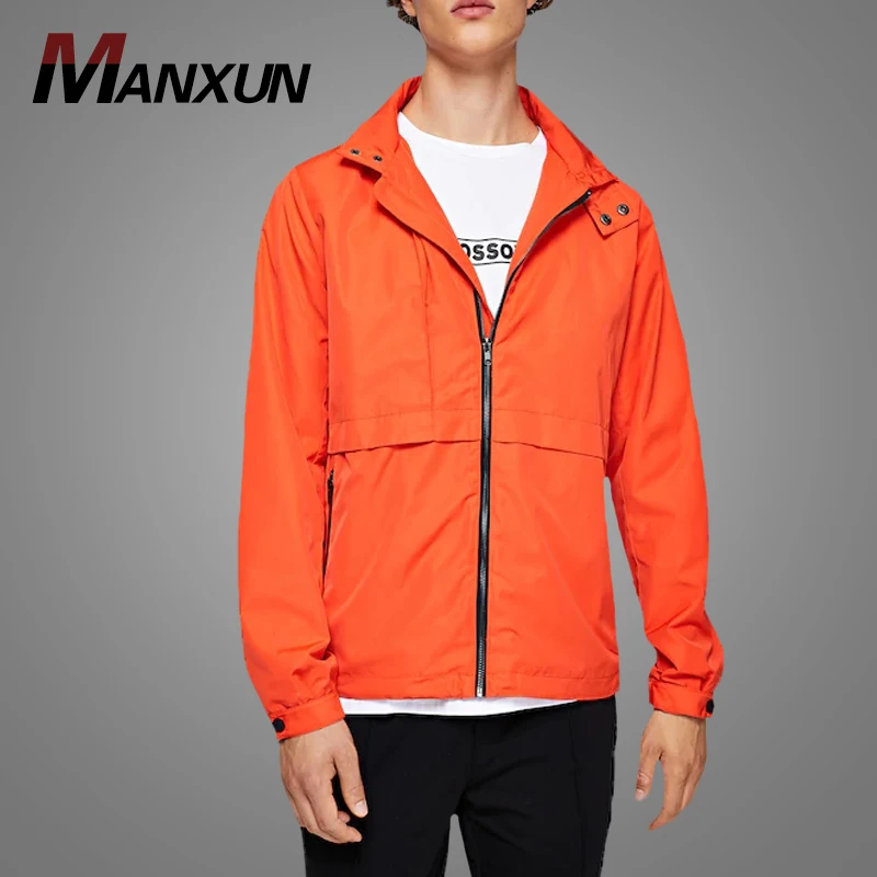 Autumn High Fashion Men Plain Blank Streetwear Jacket Wholesale Windproof Zipper Front Hoodie Jacket 2018