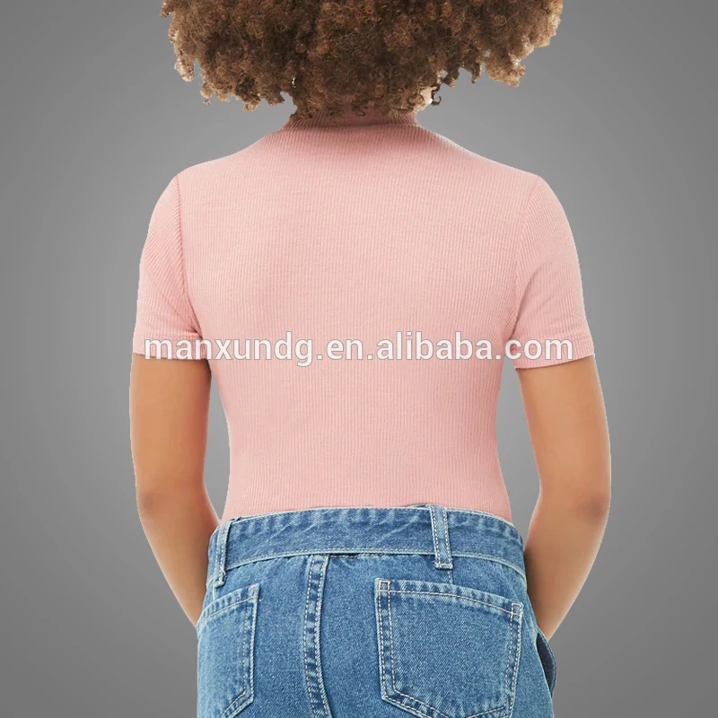 Girls Baby Clothes Ribbed Knit Bodysuit Plain Soft Top Tee Pink T-shirts For Girls 5