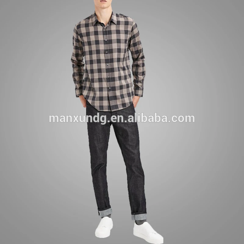 New Hot Sale Mens Check Plaid Shirt In Plus Size 100 % Cotton Slim Fit Long Sleeve Casual Shirt For Men 2018 15