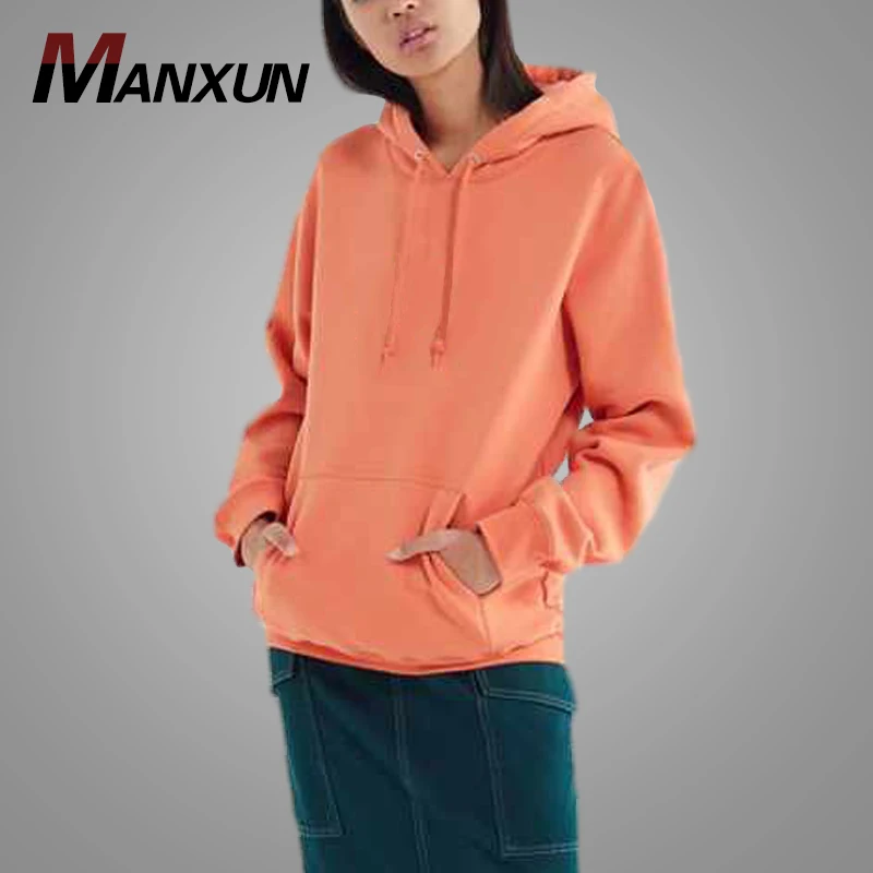 2018 wholesale Long Sleeve Pullover Hoodie Female Orange Hoodies Women Cotton Casual Oversize Sweatshirt