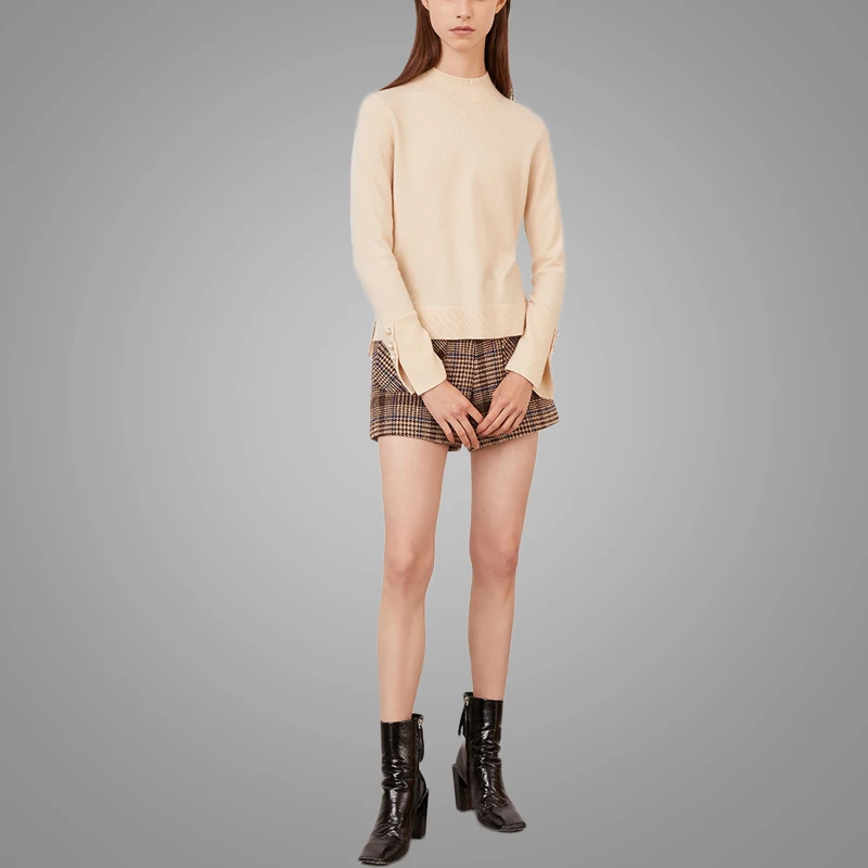 2018 Autumn New Style Plaid Collage Pocket Girls Shorts Elegant Women 100% Cotton Casual Short Pants 9