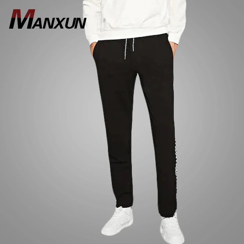 Hot Sell Fashion Men Drawstring Waist Gingham Tape Wholesale Pants Sweat Pants Custom Sporty Trousers