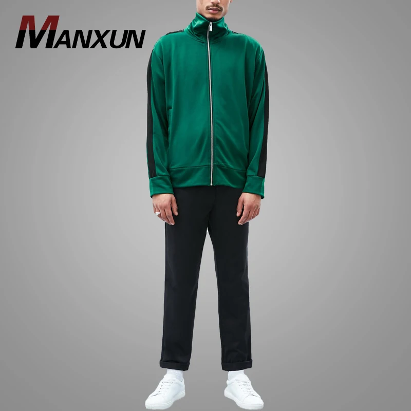 High Quality Green Zip Through Tracksuit Custom Tracksuit Men Clothes Plain Sport Gym Tracksuit