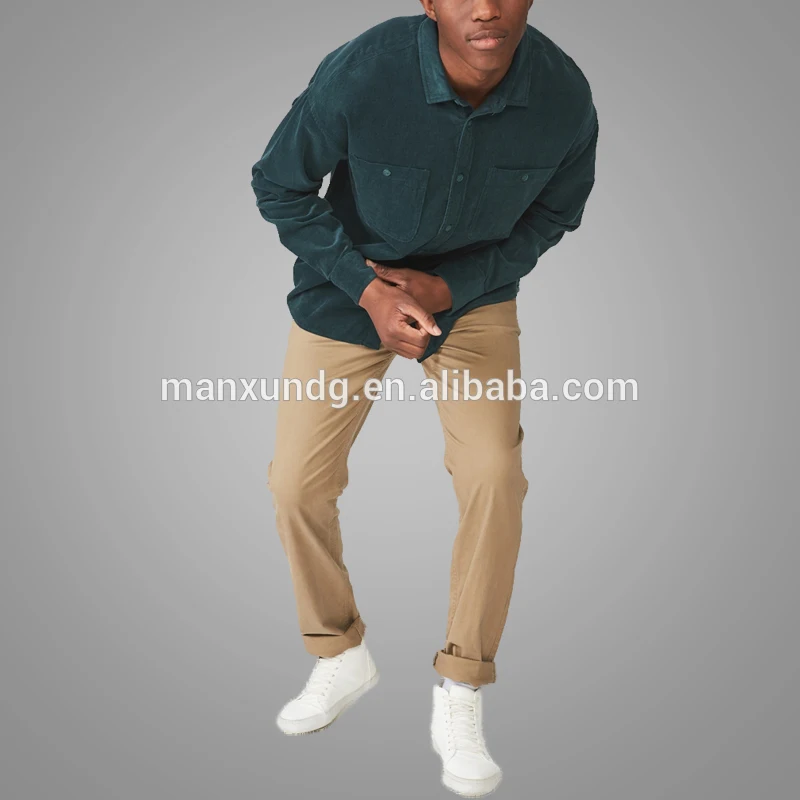 Custom Long Sleeve Corduroy Workwear Casual Shirt Blank Latest Shirt Design For Men 5