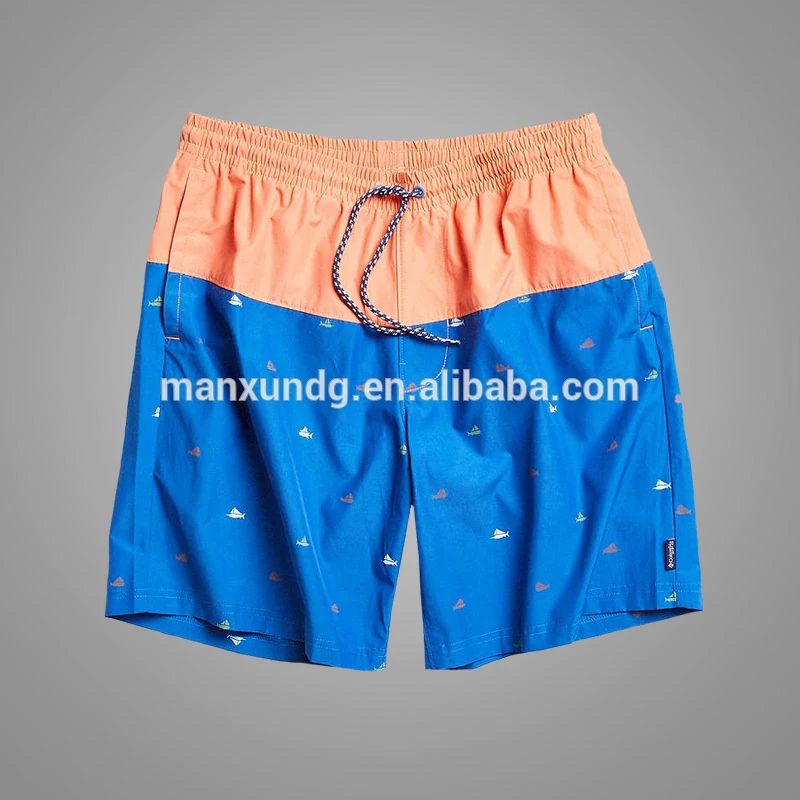 2017 Wholesale Wide Leg Swim Trunk Elastic Waist Men's Shorts Patch Pocket Printing Beach Pants