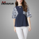 Fashion-Navy-Gathered-O-neck-Hole-Tops