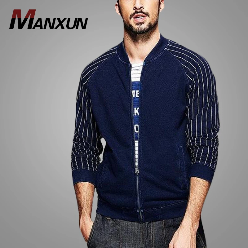 Wholesale Men's Fashion Zipper Jackets Striped Long Sleeve Man Jacket Custom Autumn Jacket Latest