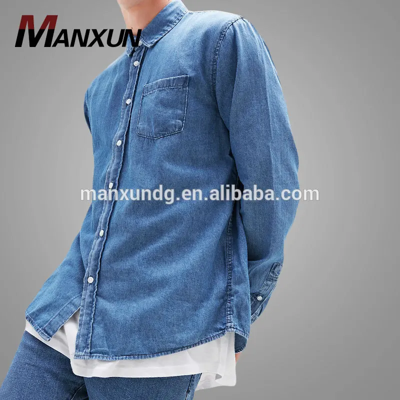 2017Winter New Model Casual Clothing Denim Men Shirt With Pockets Blouse Washed Colors Men Top Shirt