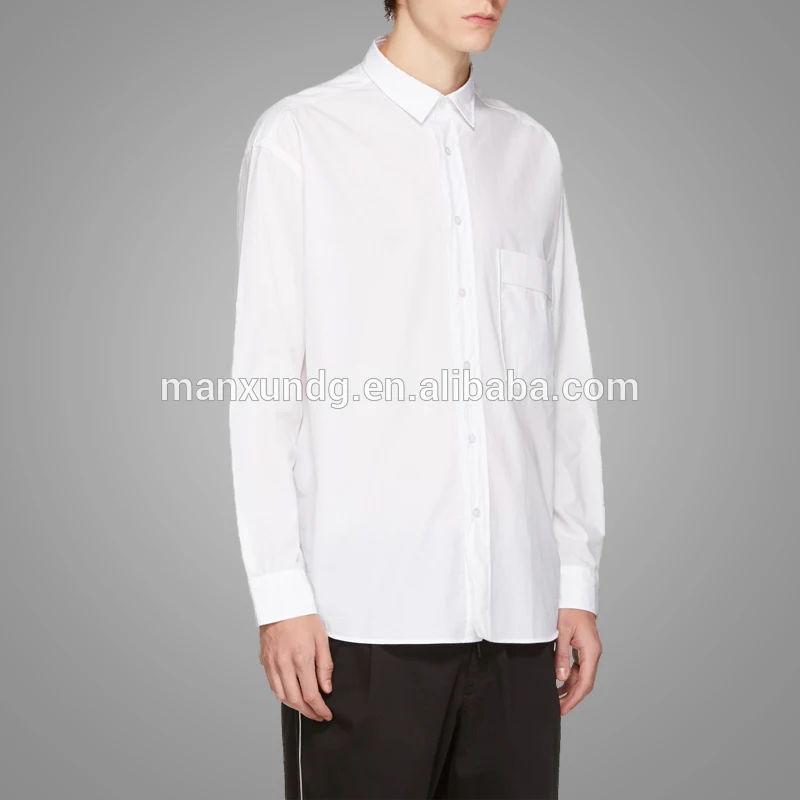 High Quality Long Sleeve Cotton Poplin Mens White Shirt Activewear Dress Shirt For Men 3