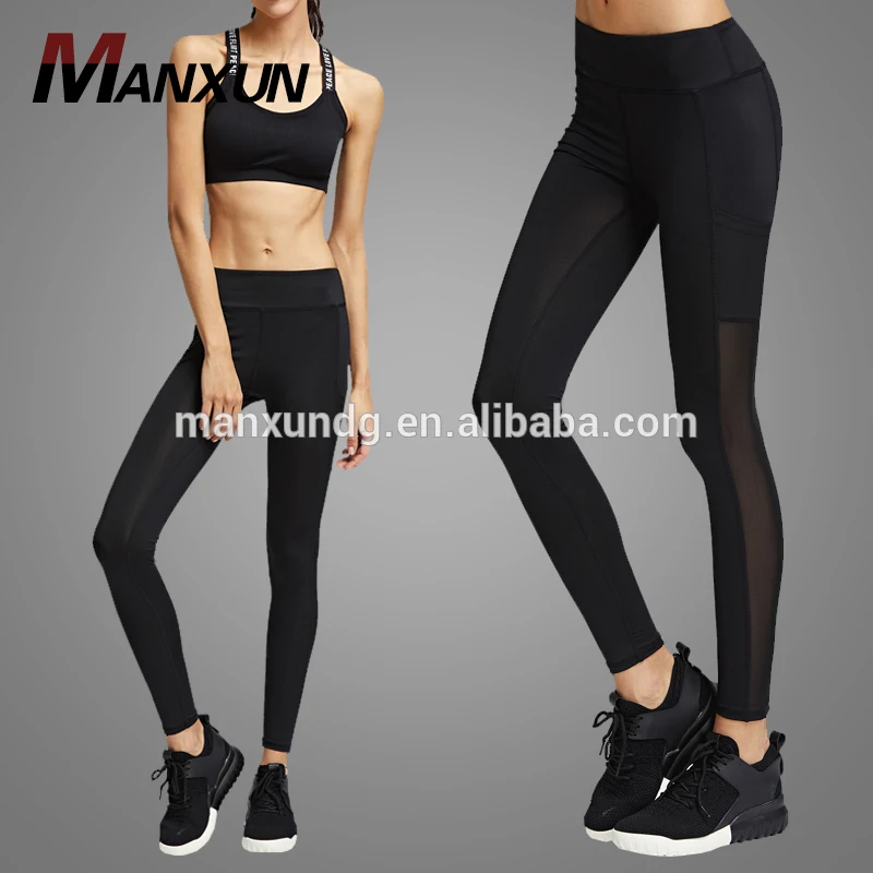 Custom Breathable Yoga Pants Mesh Leggings With Pocket For Women Fitness Leggins