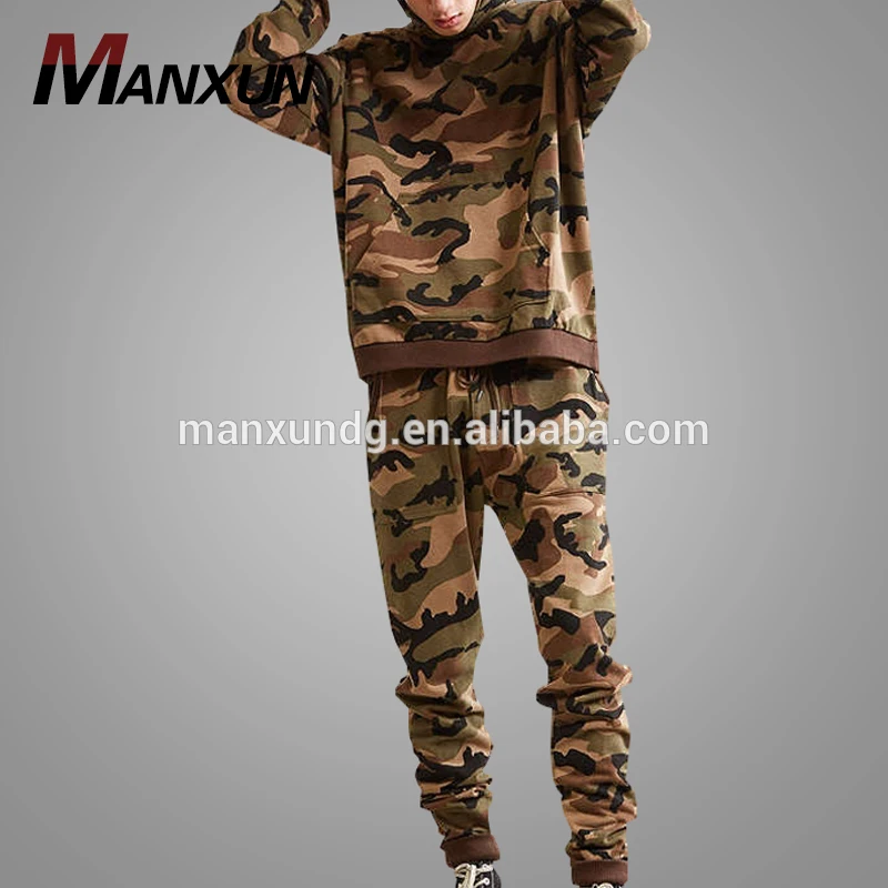 OEM And ODM Clothing Factory Wholesale Sweat Suits With Hood Mens Camo Tracksuit