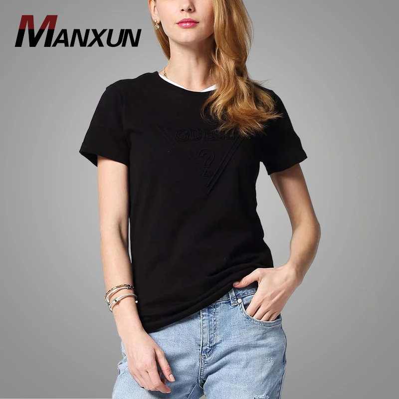 High Quality 100% Cotton Blank T-shirt Women Wholesale Custom Printing Plain Ladies T-shirt