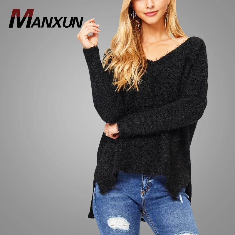 2018 Latest Design Winter Women Sweater Custom Pullover V-neck Sweater Fashion Elegant Ladies Clothing