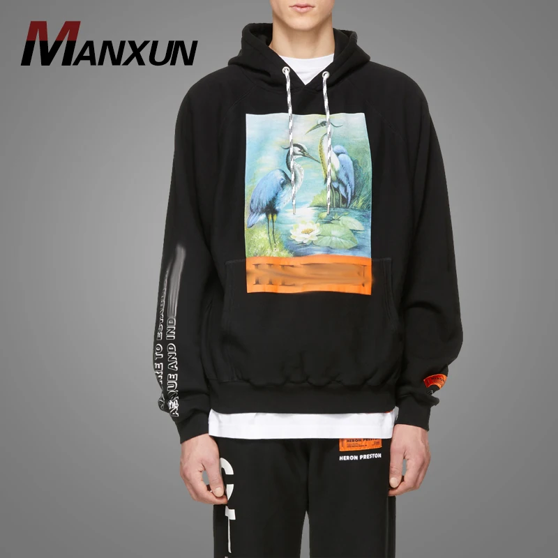 Custom Fleece Crop Top Hoodie Black Drawstring Hood Printing Hoodies For Men
