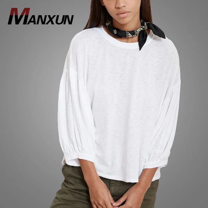ladies' blouses & tops bamboo contton tee drop shoulder  super soft cotton tshirts