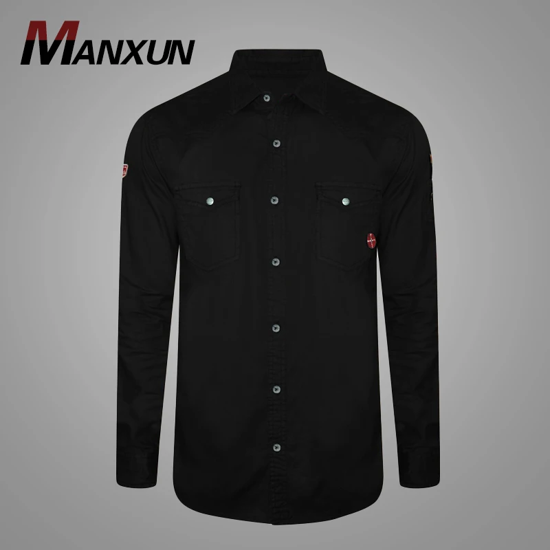 Dongguan 100% Cotton Logo Custom Mens Shirt Black Long Sleeve Slim Fit Casual Shirt for Men