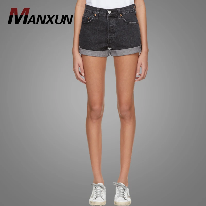 Wholesale Cheap Slim Fit Stretch Denim Shorts Summer High Waist Girls Grey Hot Jeans Shorts Pants