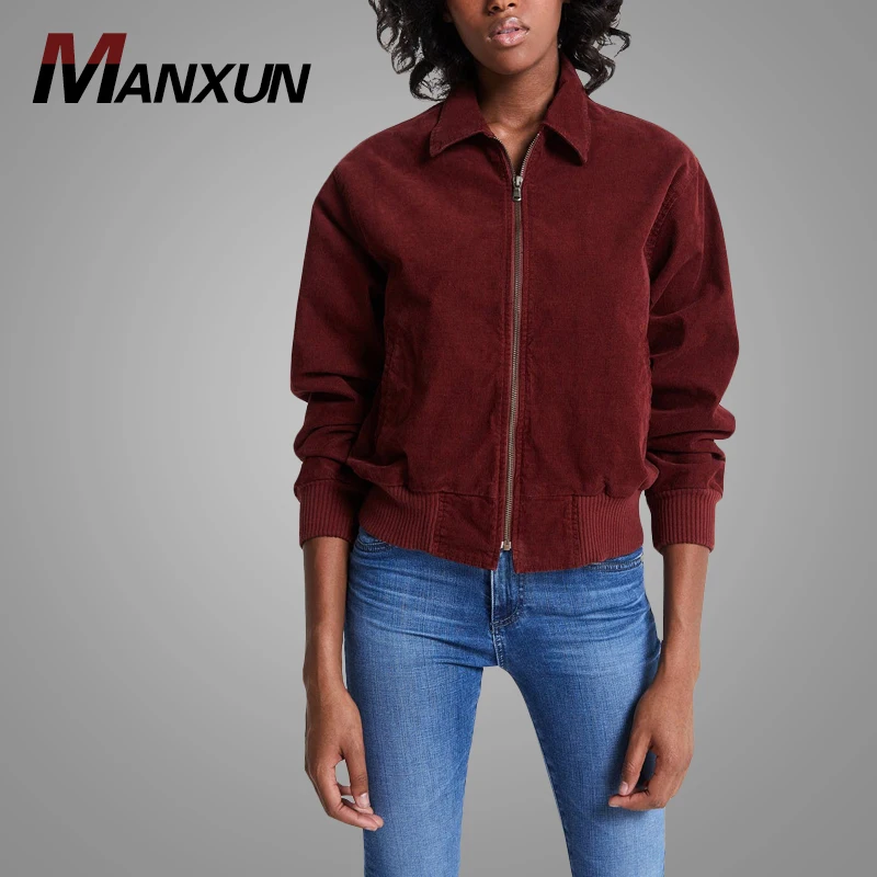 OEM Wholesale Custom Women Zip-up Jackets  Fashion Tannic Red Jacket New Design Jacket Women