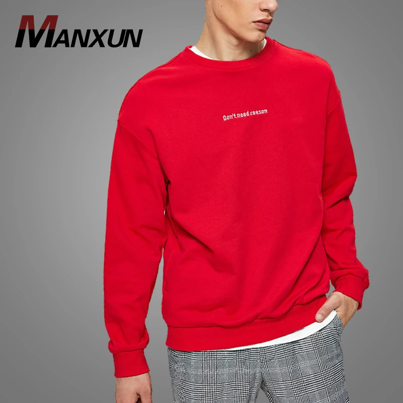 Customized Men Drop Shoulder Letter Embroidered Xxxxl Sweatshirt Top Men Color Block Sweatshirt