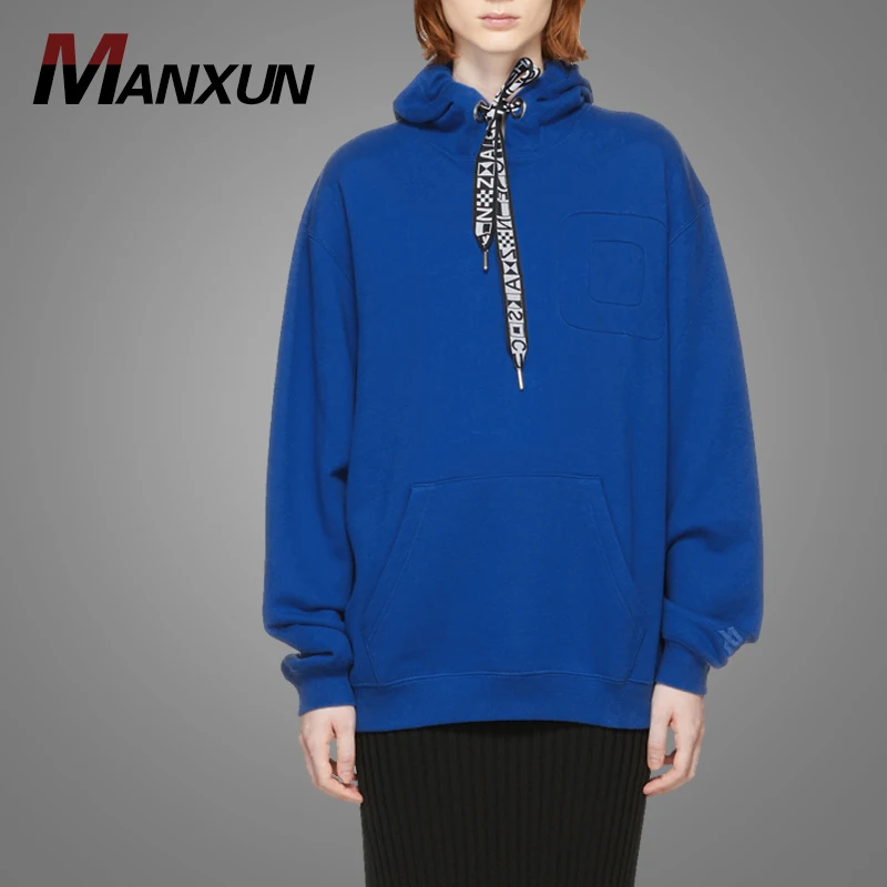Wholesale Drawstring Fleece Women Blue Swag Dance Streetwear Plain Hoodies
