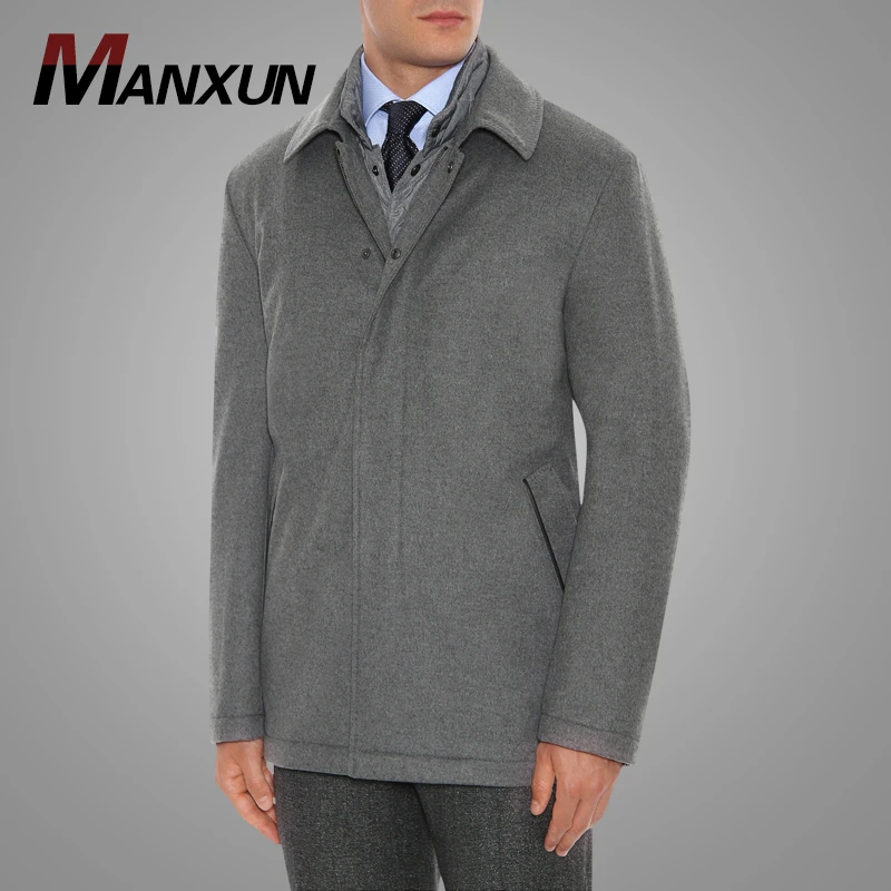 Warmer Man Jacket Gray Car Coat with Detachable Front  Winter Windbreaker Jacket Mens