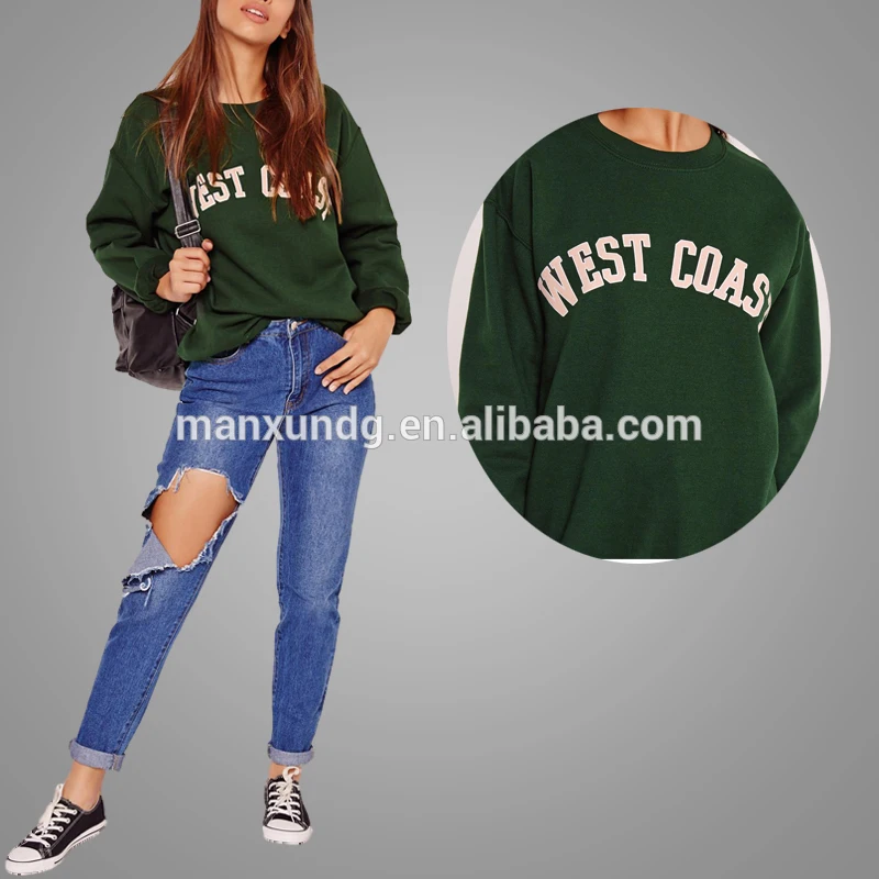 Latest Design Green Fleece Pullover Casual Ladies Xxxxl Crewneck Women Sweatshirt 2018 3