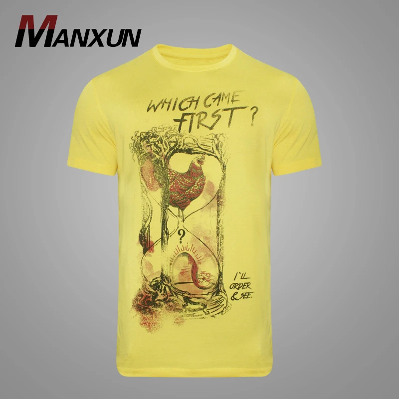 Sublimation Digital Printing Short Sleeve Yellow Cotton T-shirt for Men Wholesale