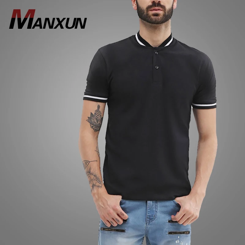Custom Design Baseball Collar Jersey Polo T Shirt Black Plain Short Sleeve Mens Polo Shirt