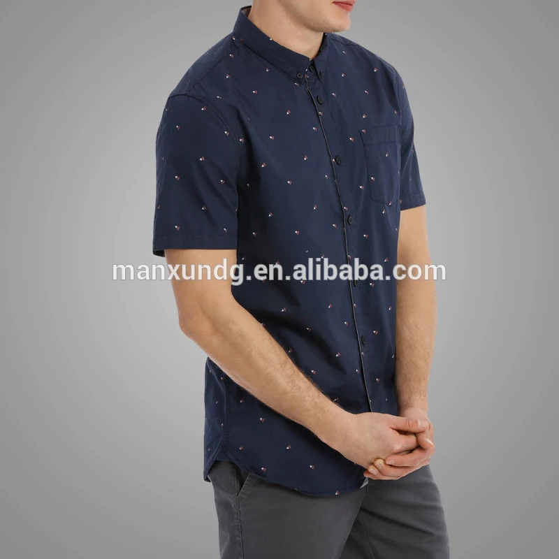 2018 Latest New Model Shirts Short Sleeve Pattern Printing Dress Shirts For Men