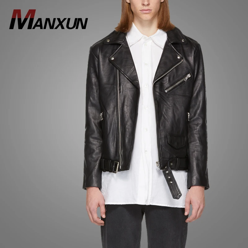 Custom Wholesale Long Sleeve Jacket Black Leather Men PU Jacket Coats 2018
