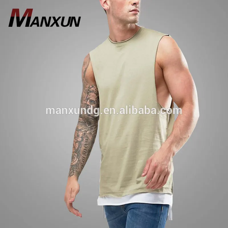Oversized Sports Jersey Longline T shirt With Dropped Armhole Men Sleeveless Vest