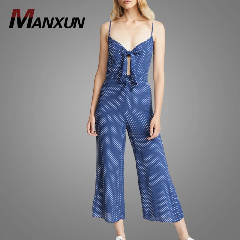 2018 Sexy Brace Design Drop V-neck Jumpsuit Beautiful Dot Style Sleeveless Ladies Summer Clothes Casual Jumpsuit
