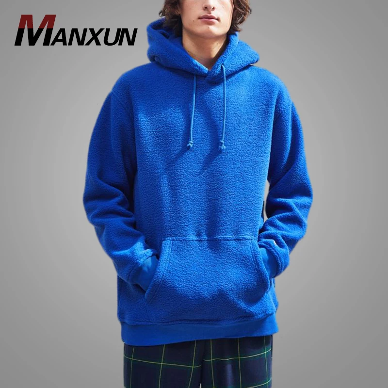 Newest Blue Blank Mens Fleece Hoodie Winter Hoodie Sweatshirt Oversized Plain Pullover for Men