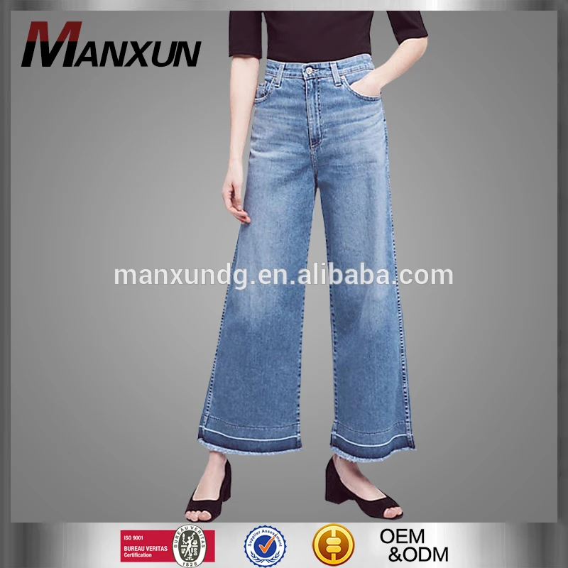 Latest Design Ladies Cropped Denim jeans Classical Loose High Waisted Wide Leg Trousers Comfortable Fabric Woman Pants