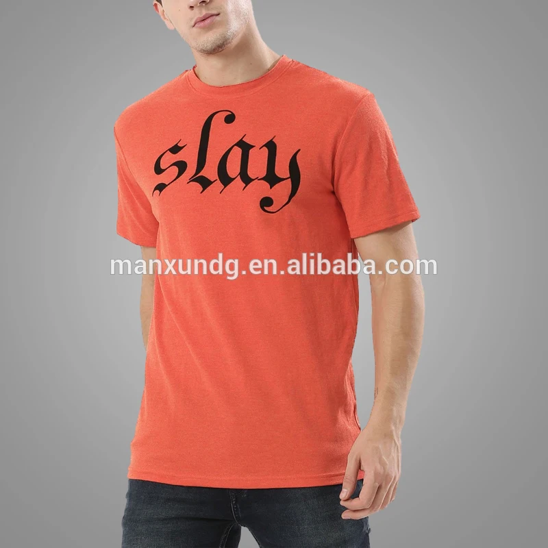 High Quality Custom Mens Orange T Shirt With Slogan Print T Shirts For Men 2019