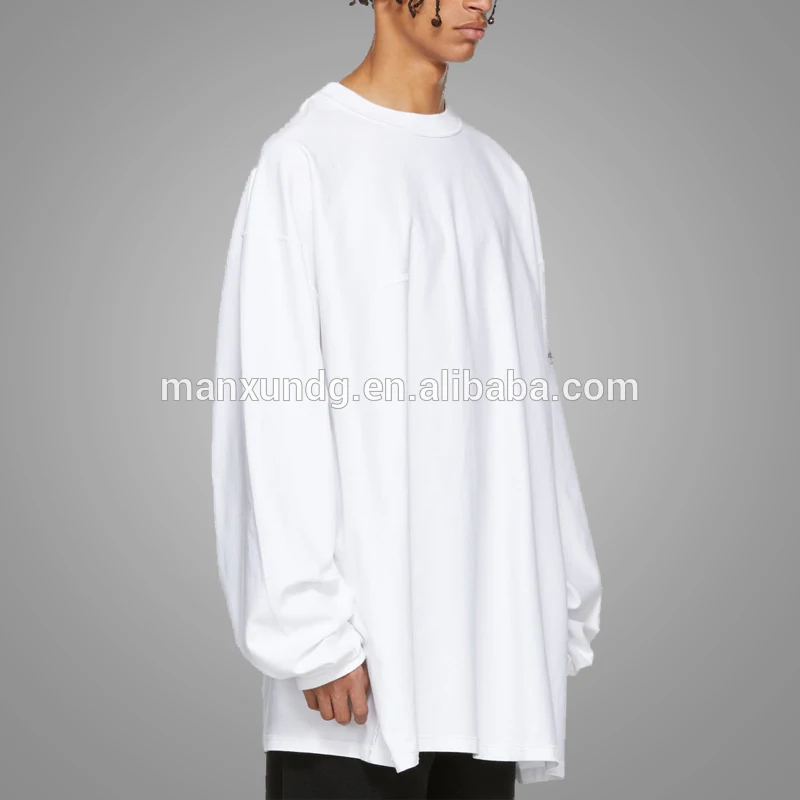 Custom White Blank Oversized Sweatshirt Rib Knit Long Sleeve T Shirt For Men 2018 3