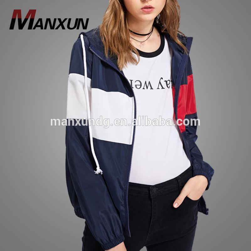 High Quality And Fashionable Hooded Jacket For Women Zip Up Nylon Windbreaker
