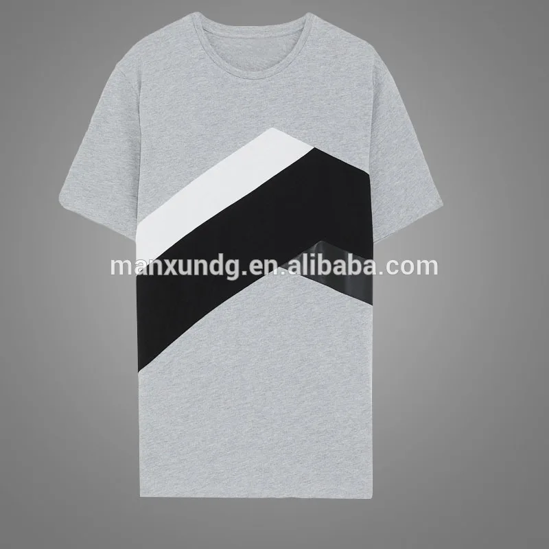 Bf Hot Photo Tshirts Mens T shirt Contrasting Faux Leather Tee New Designs Clothes 3