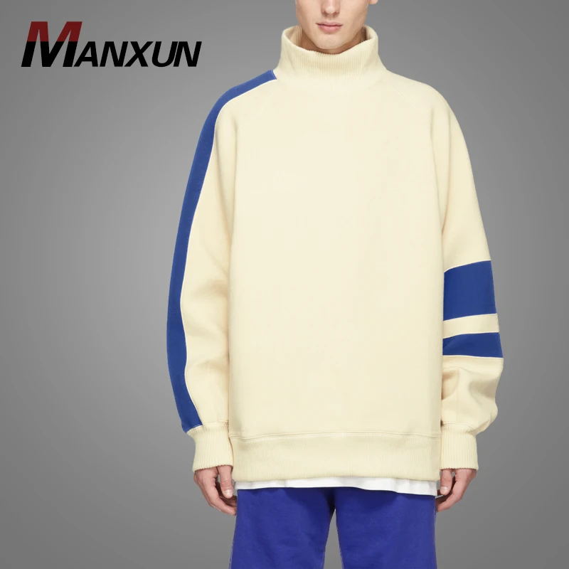 Latest Fashion Jersey Ivory Color Block Oversized Sweatshirt Mens Bomber Unisex Sweatshirt 2018