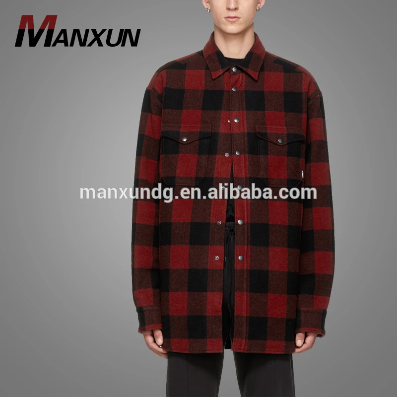 Latest Design Red Flannel Men Check Shirt Plaid Casual Gym Shirt 2018