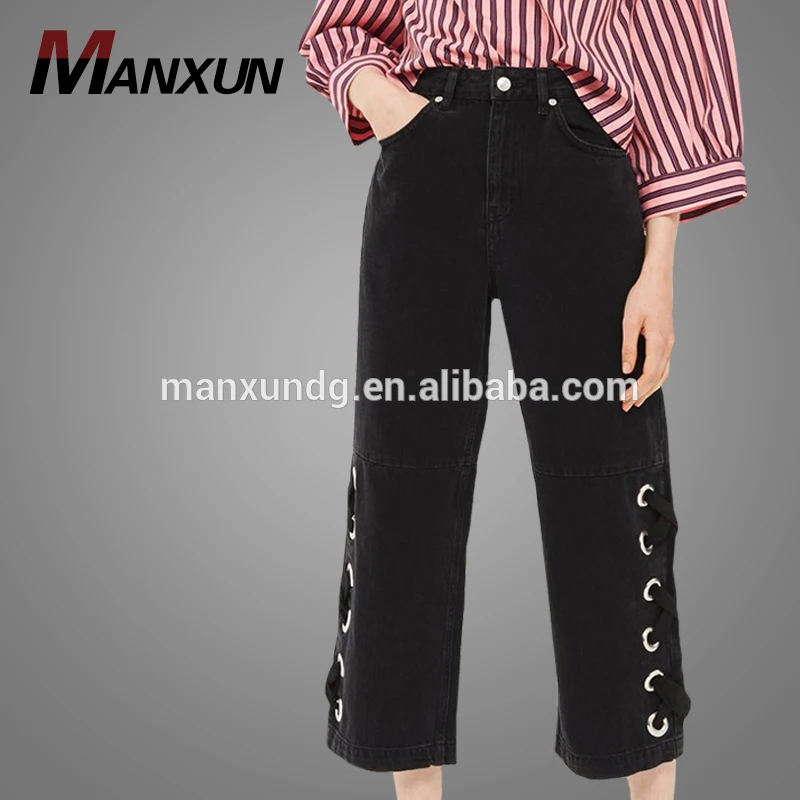 New Fashion Ladies Pants Modest Wide Leg Formal Trousers Hole Design Women Wear