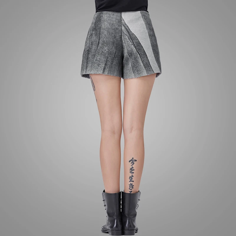 Wholesale Dark Gray Flocking Print Velvet Summer Autumn Fashion Women Shorts Pant 13